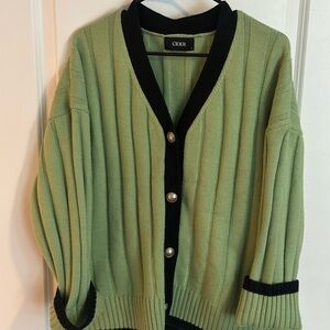 Cider Mint Green Cardigan with Black Trim